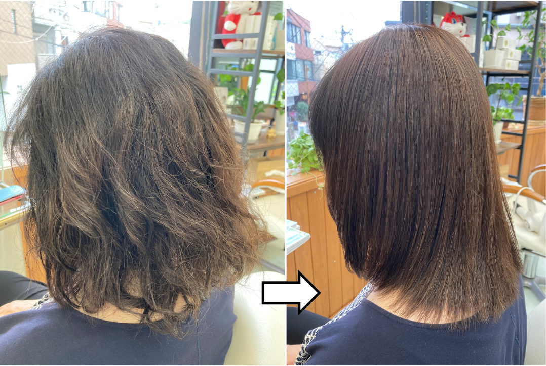 加齢毛改善に弱酸性縮毛矯正「エアーストレート」実例