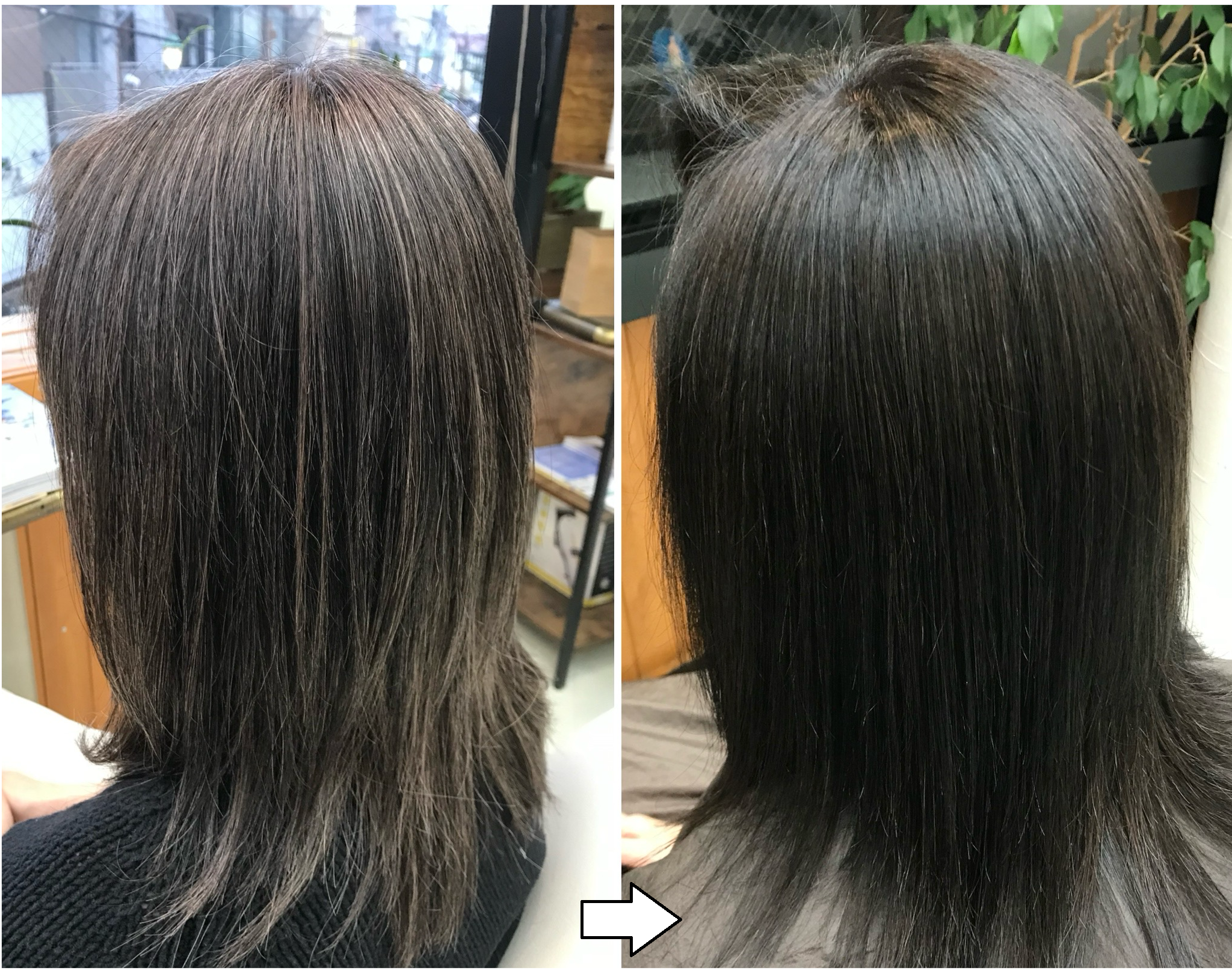 ノンジアミン・過酸化水素水不使用の白髪染め「輝髪ザクロペインター」施術事例