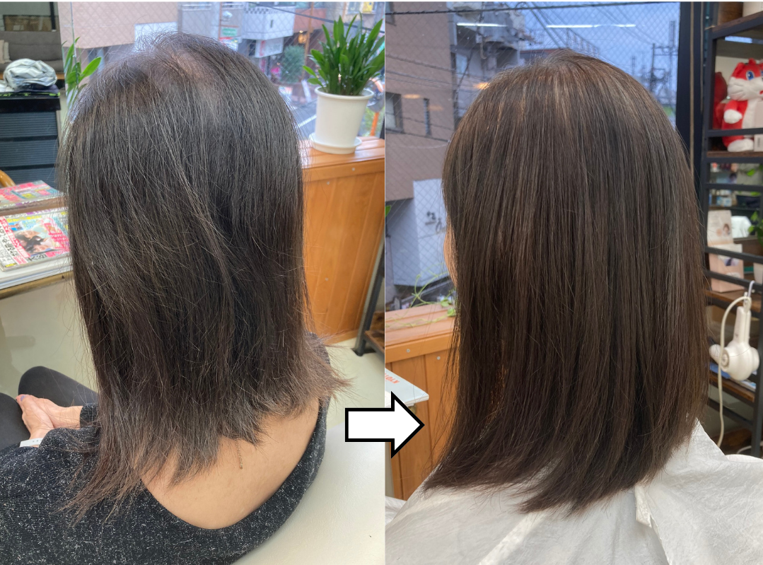 加齢毛改善に弱酸性縮毛矯正「エアーストレート」実例